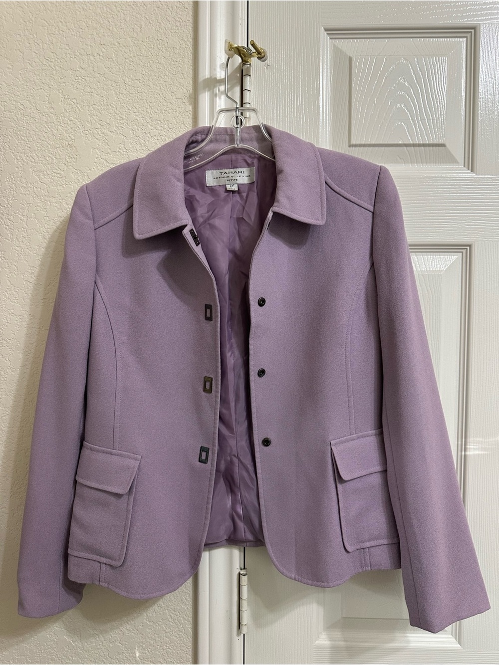 Tahari Lavender Tailored Wool-Blend Blazer